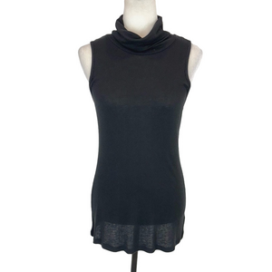Bobeau black ribbed cowl neck top